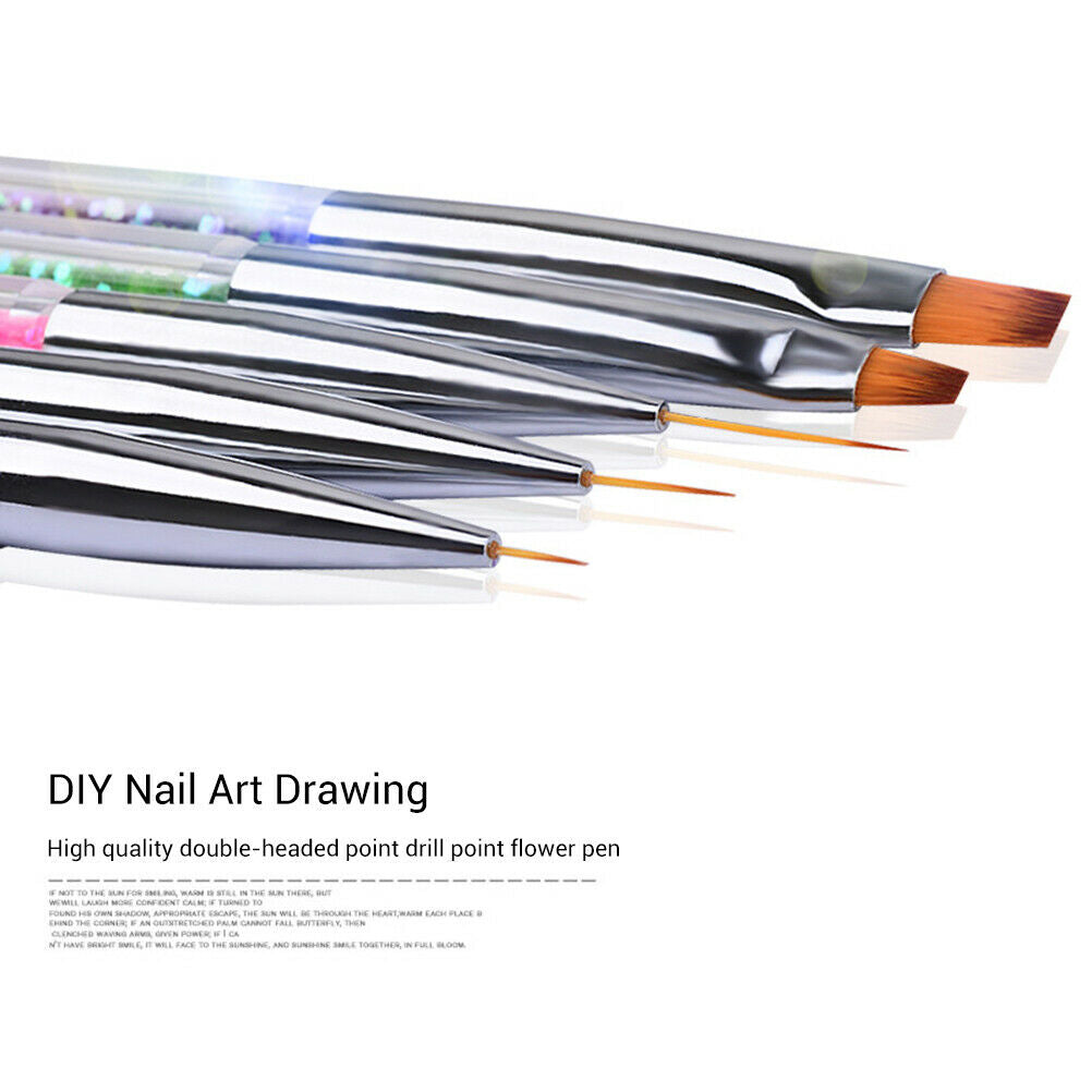 5Pcs DIY Nail Art Brush Liner Brushes Pens Double Head Dotting Nail Art Tools