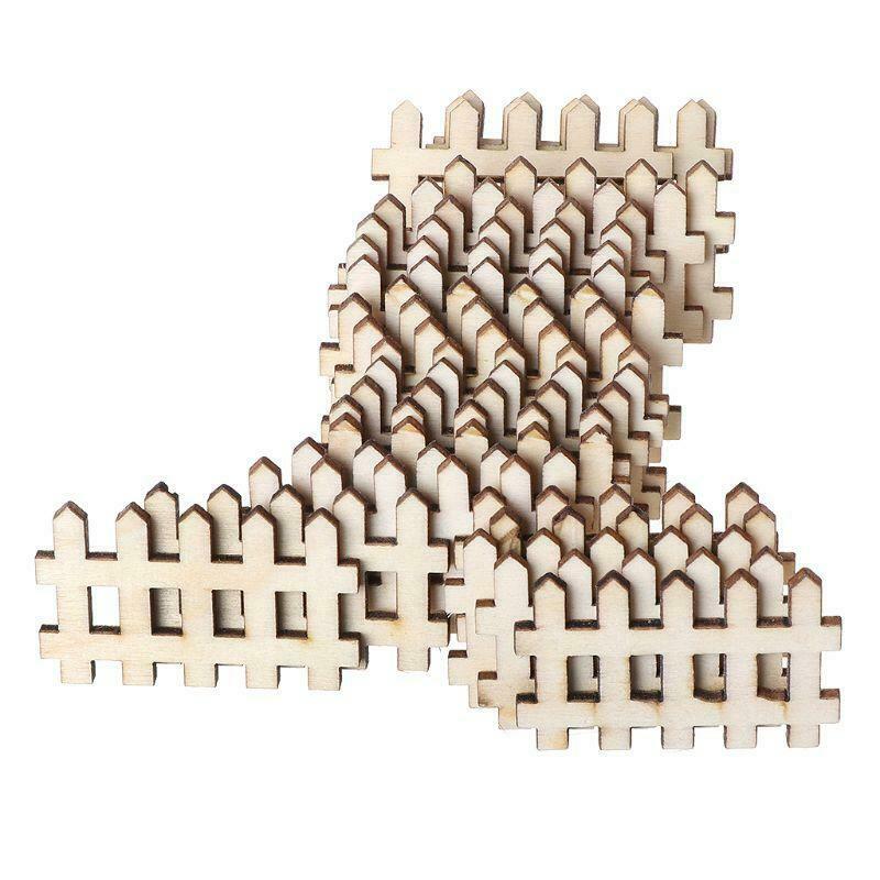 25pcs Cut Wooden Fence Embellishment Wooden Shape Craft Wedding Deco