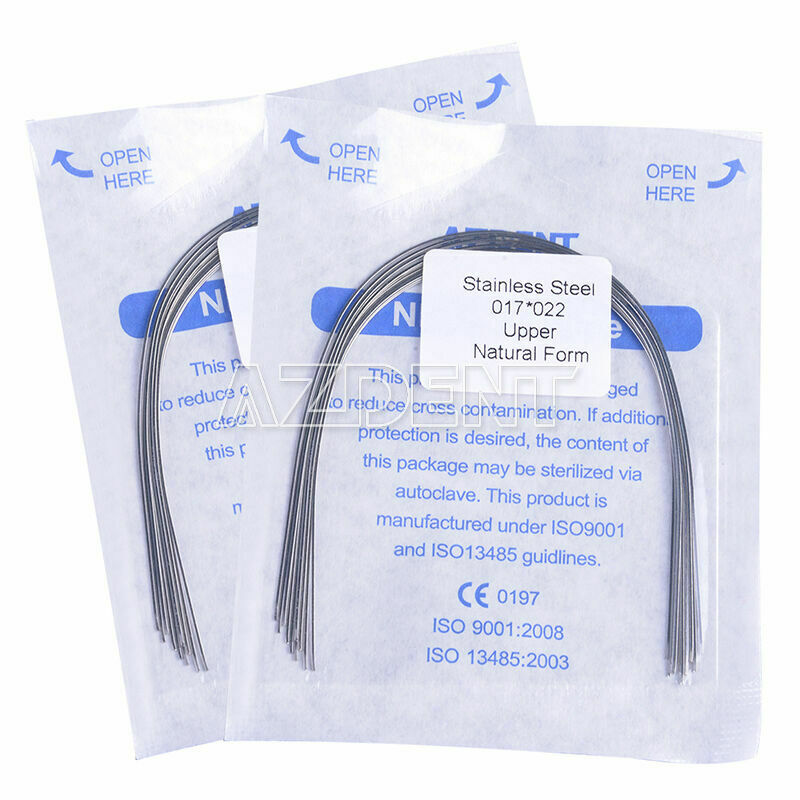 100 Kits Dental Arch Wires Orthodontic Nature Rectangular SS 017 X 022 Upper CA