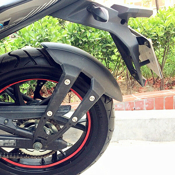 Black PVC Motorcycle Rear Wheel Cover Fender Splash Guard Mudguard Bracket Solid