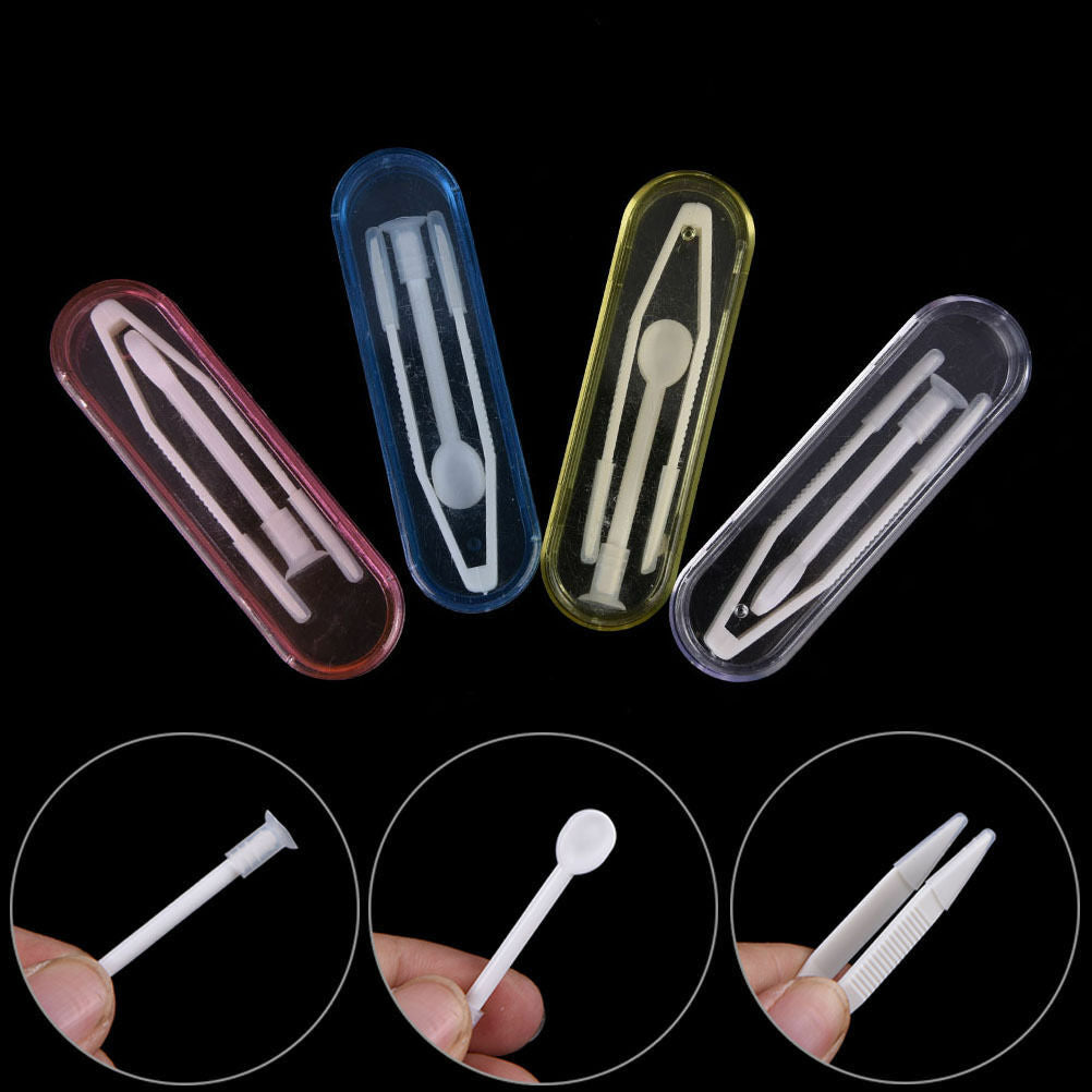 2 Boxes Contact Lens Tweezers Stick Inserter Remover Soft Tip Storage Case Set
