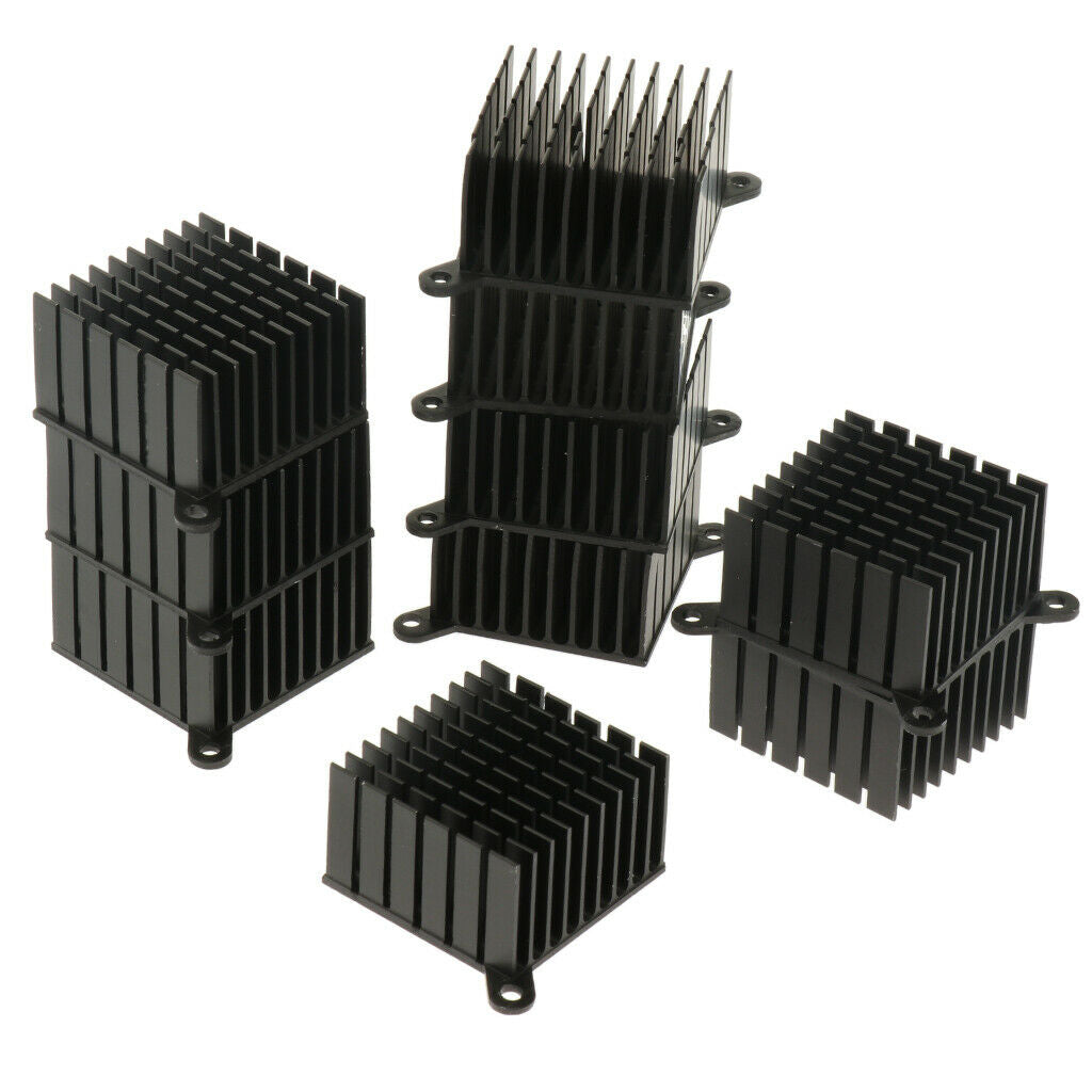 10pcs Black 1.5"x1.5"x0.9" Aluminum Heat Sink Heatsink Cooler Fin Module