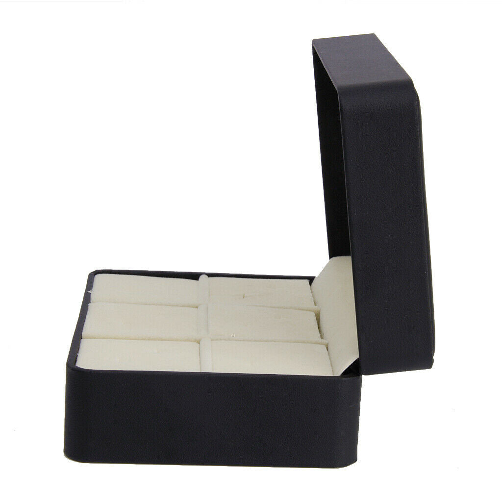 1pc Black PU Leather Cufflinks / Tie Clip Store Box Storeage Case W/ 6 Slots