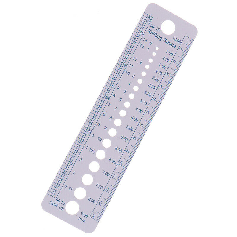 Knitting Accessories Needle Gauge Inch Sewing Ruler Tool CM 2-10mm Size Meas Lt