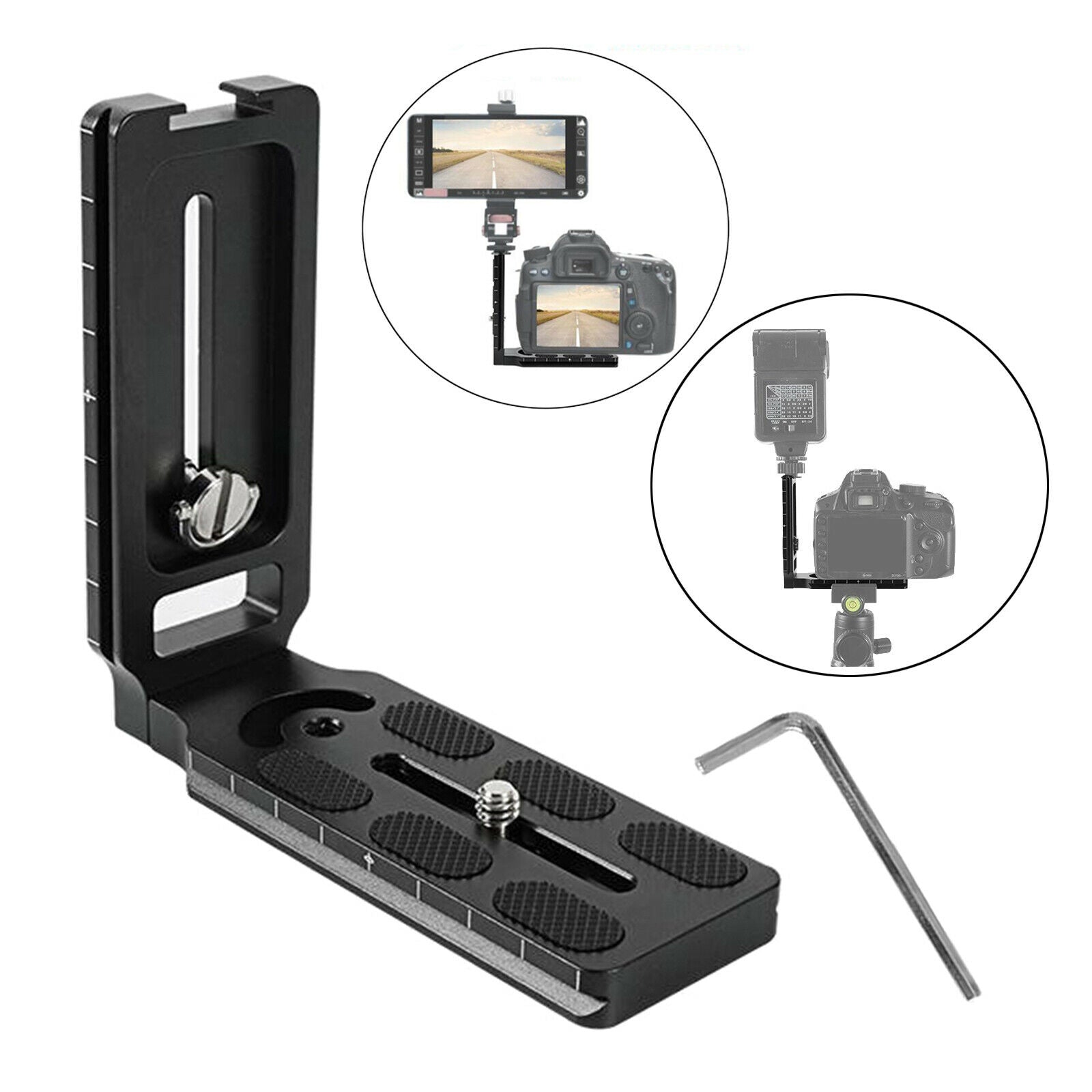 Universal L Shape Bracket Quick Release Plate Desktop Stand Holder Adapter