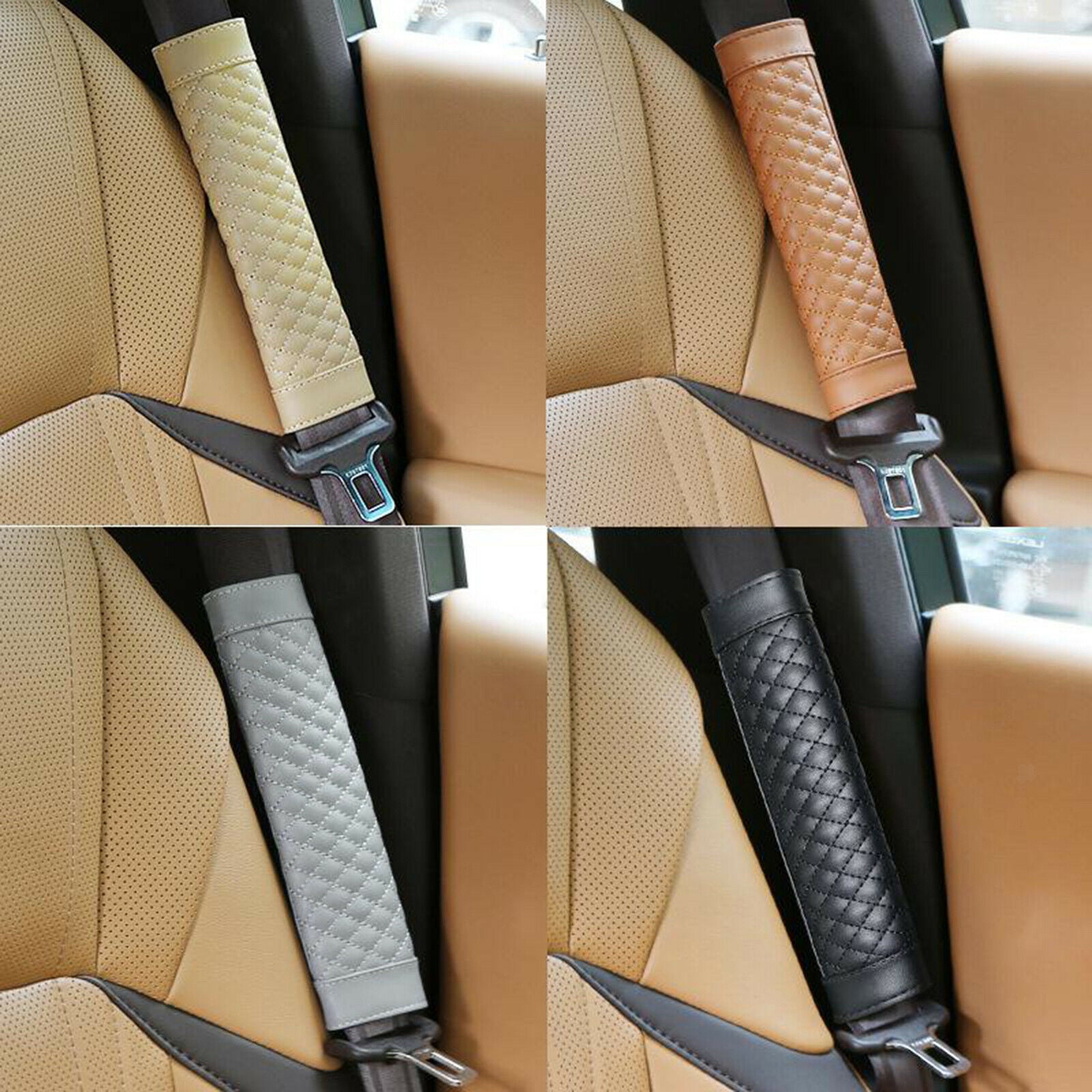 2pcs Stylish Driving Car PU Safety Seat Belt Pads Cover Protector black