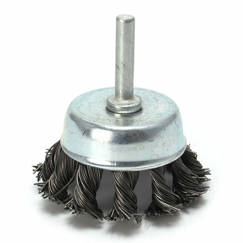 2.5''Metal Wire Wheel Cup Brush Crimped with 1/4" Shank For Die Grinder Drill XC