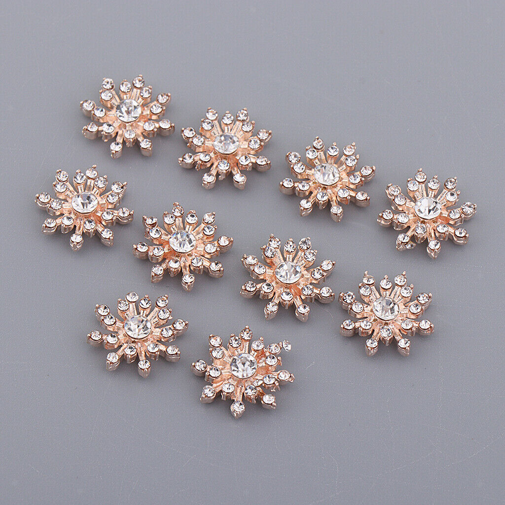 10x Crystal Rhinestone Alloy Flatback Embellishment Buttons Sewing Ornament