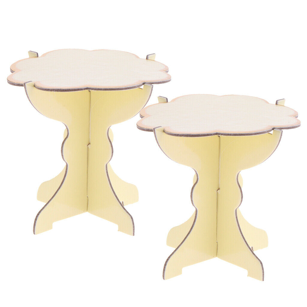 4 Pieces Cupcake Holder Dessert Display Stands Wedding Favors Blue+Yellow