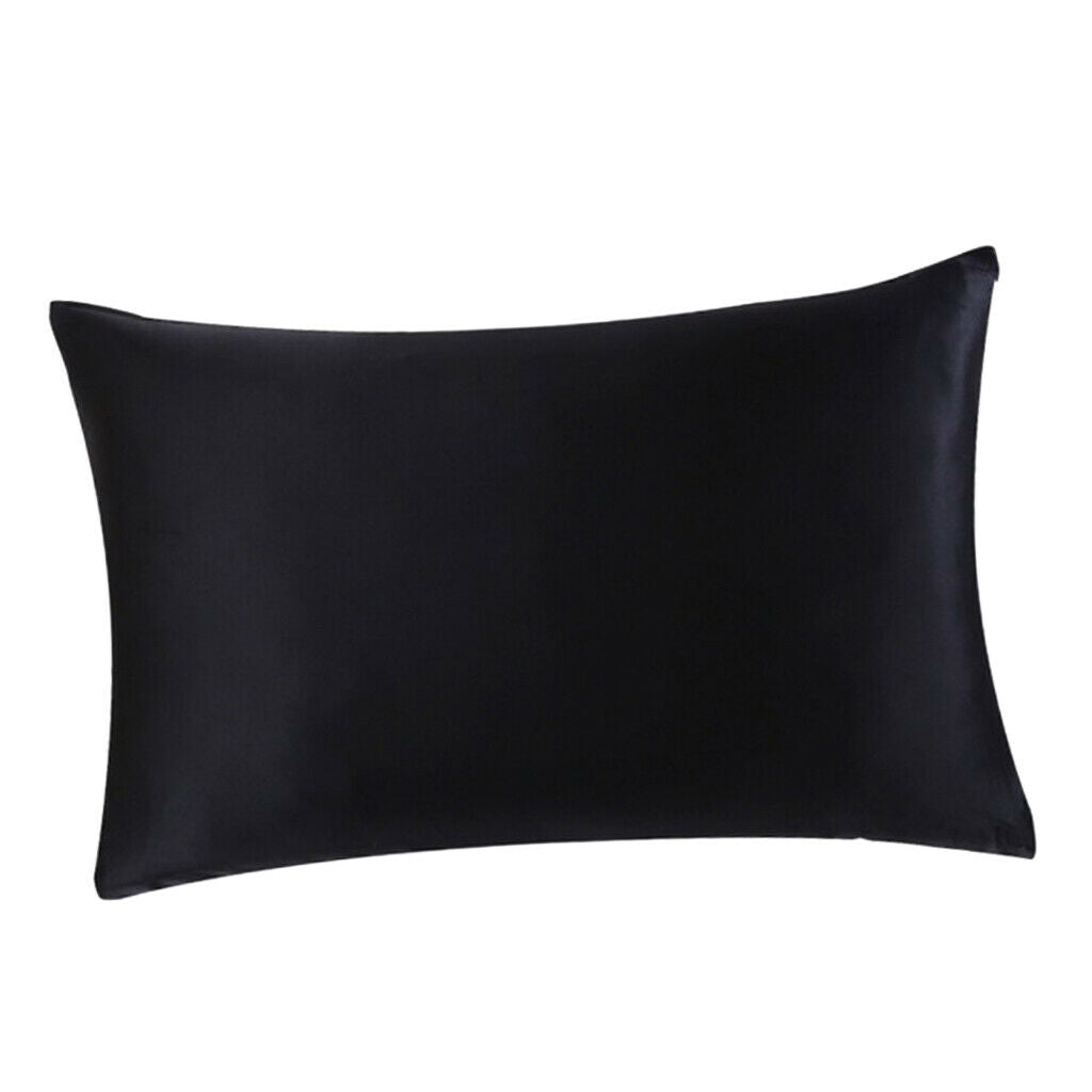 19 Momme Both Side Pure Silk Pillowcase for Hair Facial Beauty Black