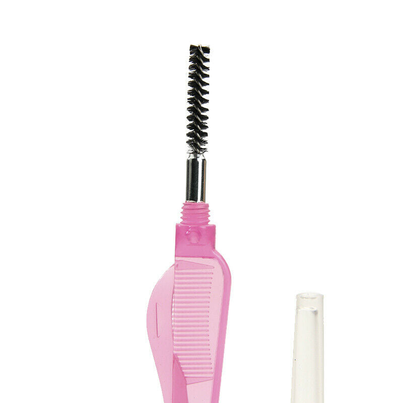 3PCs Double Head Foldable Eyebrow Eyelashes Hair Eye Brow Brush Metal CombFCA