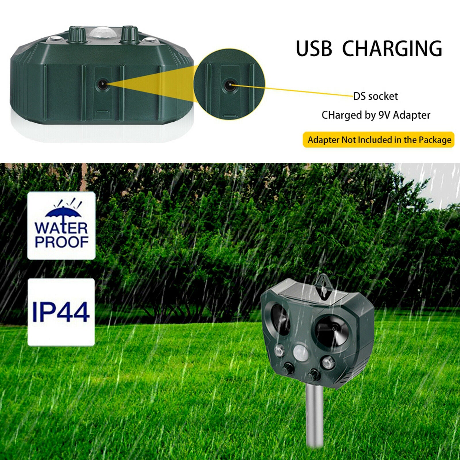 Outdoor Ultrasonic Pest Animal Repeller Garden Cat Dog Scarer Deterrent