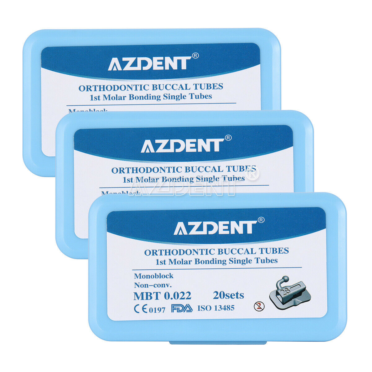 5X Dental 1st Molar Bondable Buccal Tube Non-Convertible MBT.022 Monoblock