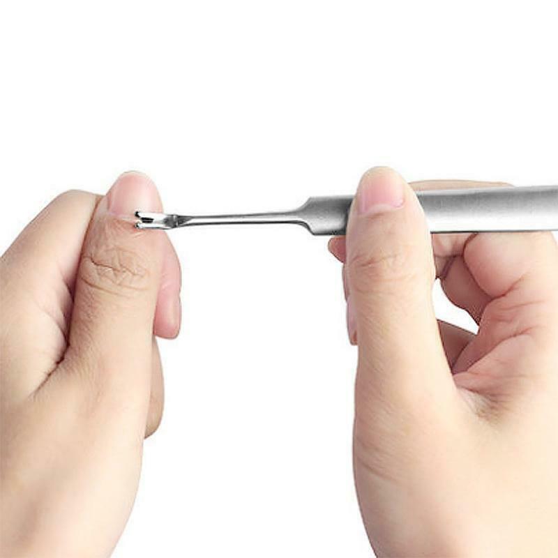 Stainless Steel Cuticle Pusher with V-shaped Fork Manicure Beauty Care Tools