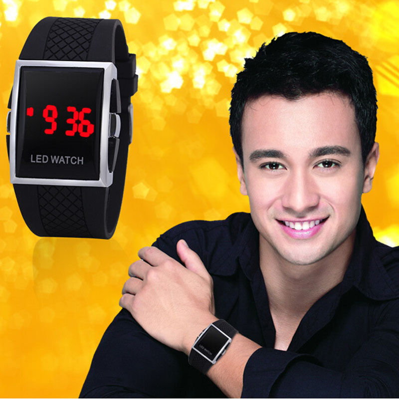 Sport Digital Unisex Watches LED Square Silicone Electronic Fashion Wristwatches