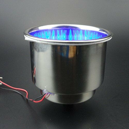 2pcs 8LED Blue Stainless Steel Cup Drink Holder Marine Boat Car Truck Camper Sea