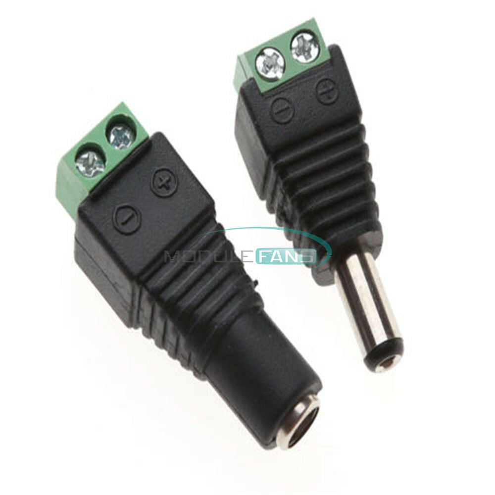 10Pairs Male Female Plug2.1x5.5mm 12VDC Power Jack Connector Adapter CCTV Camera