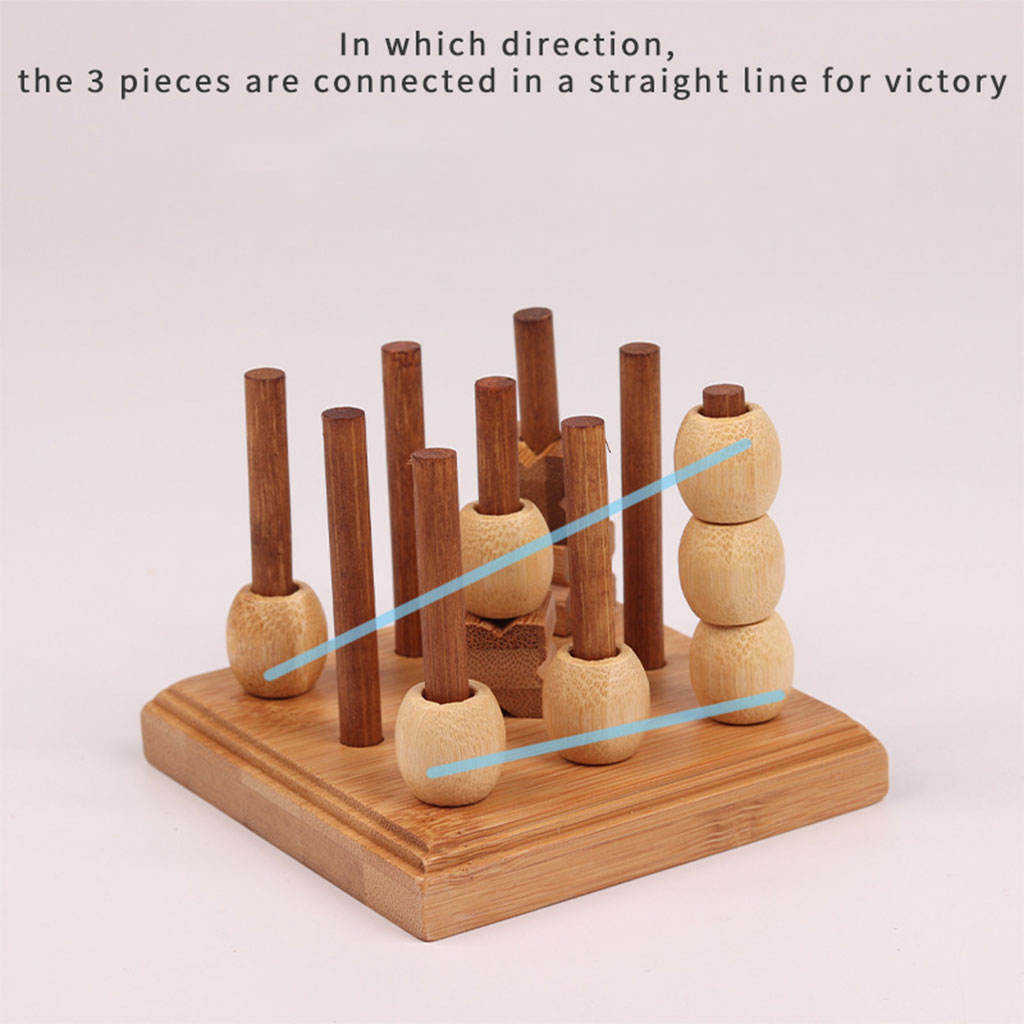 Classic Traditional Wooden Tic Tac Toe Pushing Me XO Fun Intelligent Board Game
