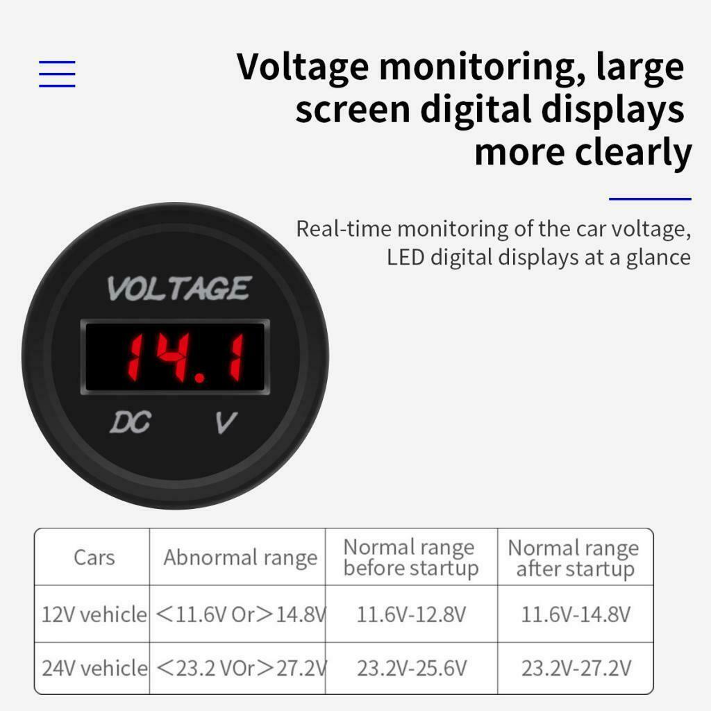 3 Gang Switch Panel with LED Digital Voltmeter USB Charger Waterproof Blue