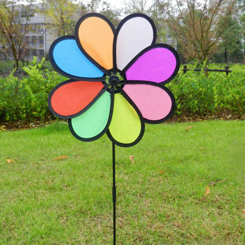 Colorful Rainbow Dazy Flower Spinner Wind Windmill Garden Yard Outdoor De.l8