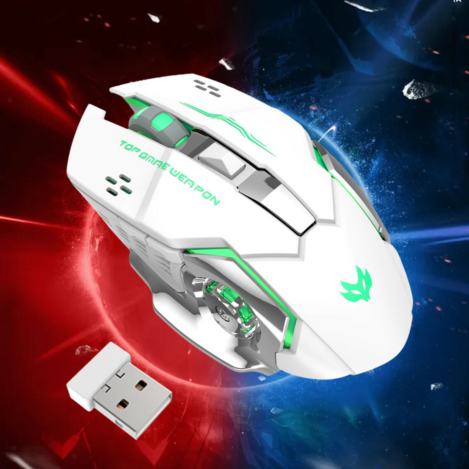 2.4G Wireless Computer Mouse with USB Receiver Portable White