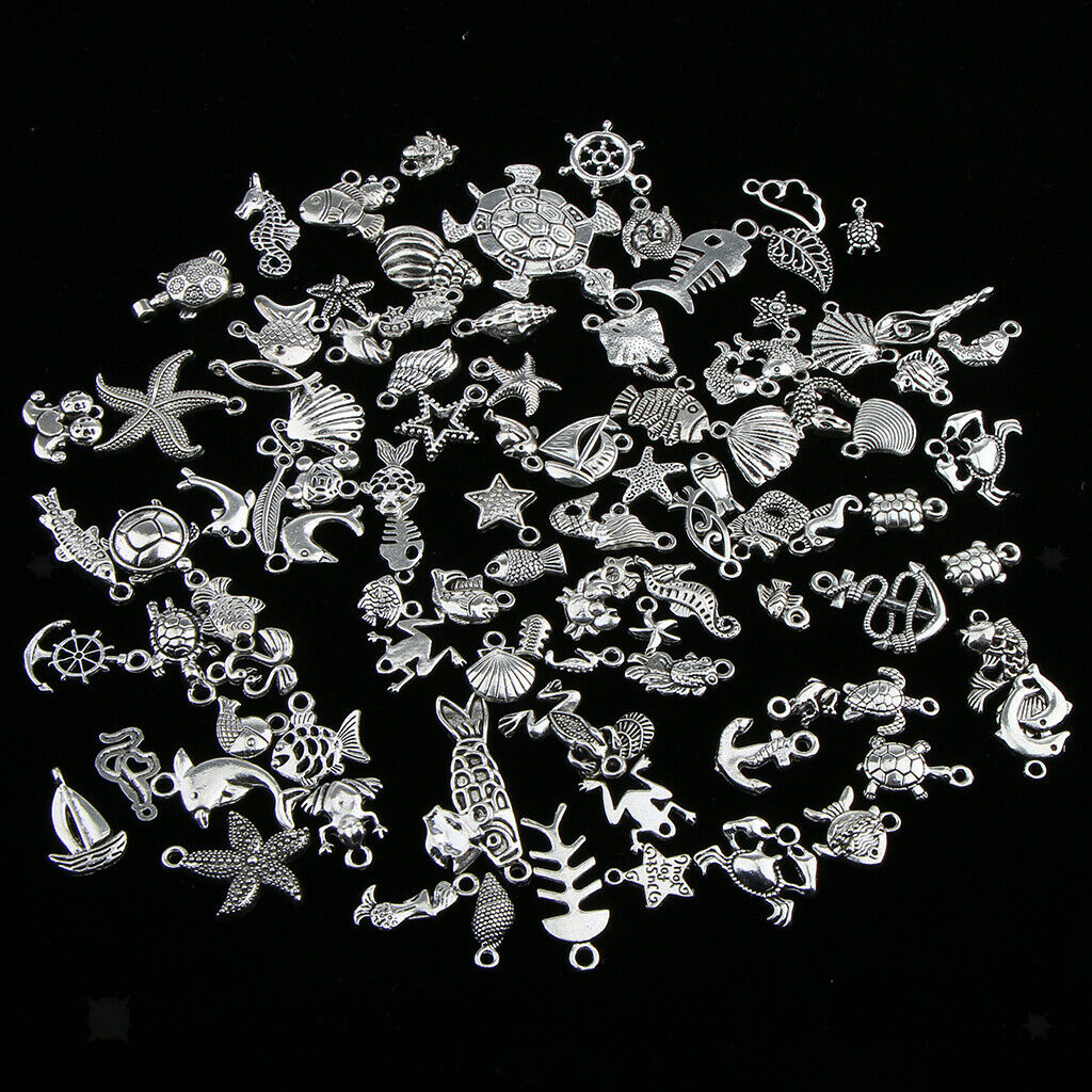 100 Pieces Mixed DIY Ocean Fish & Sea Creatures Charms Pendants Jewelry Making