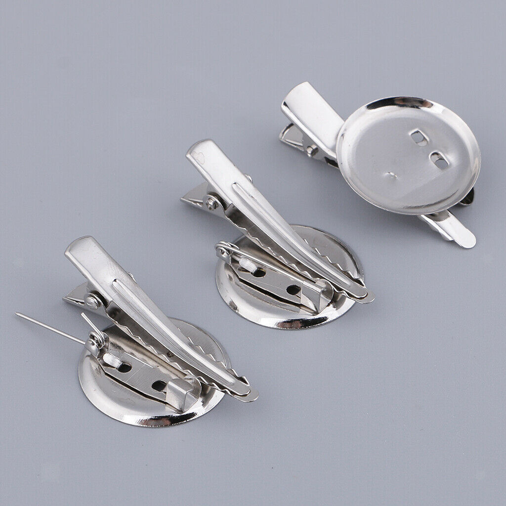 30pcs Round Brooch Base Hair Clips Brooch Pins Cameo Cabochon Base Setting
