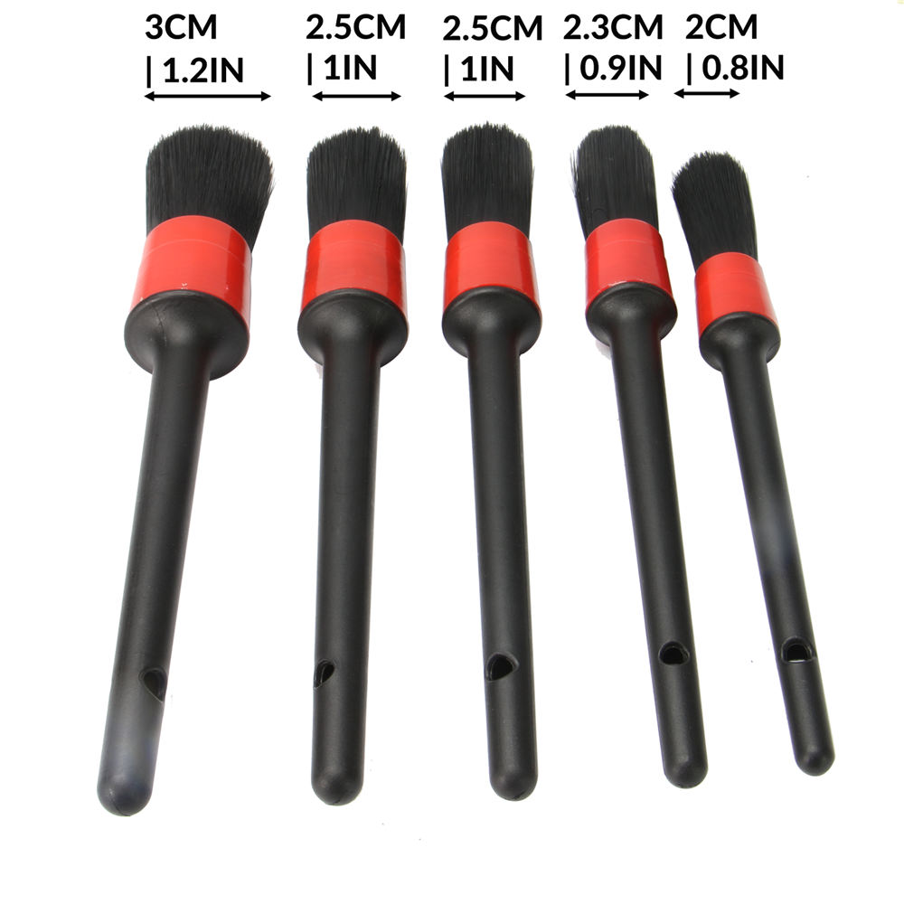 5Pcs/Set Black Car Auto Detailing Brushes Interior & Exterior Cleaning Brush Set