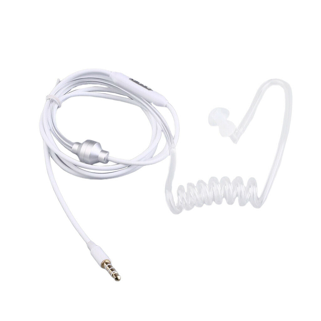 Anti-Radiation Spiral Air Tube Earphone Headphone Headset White/Black White