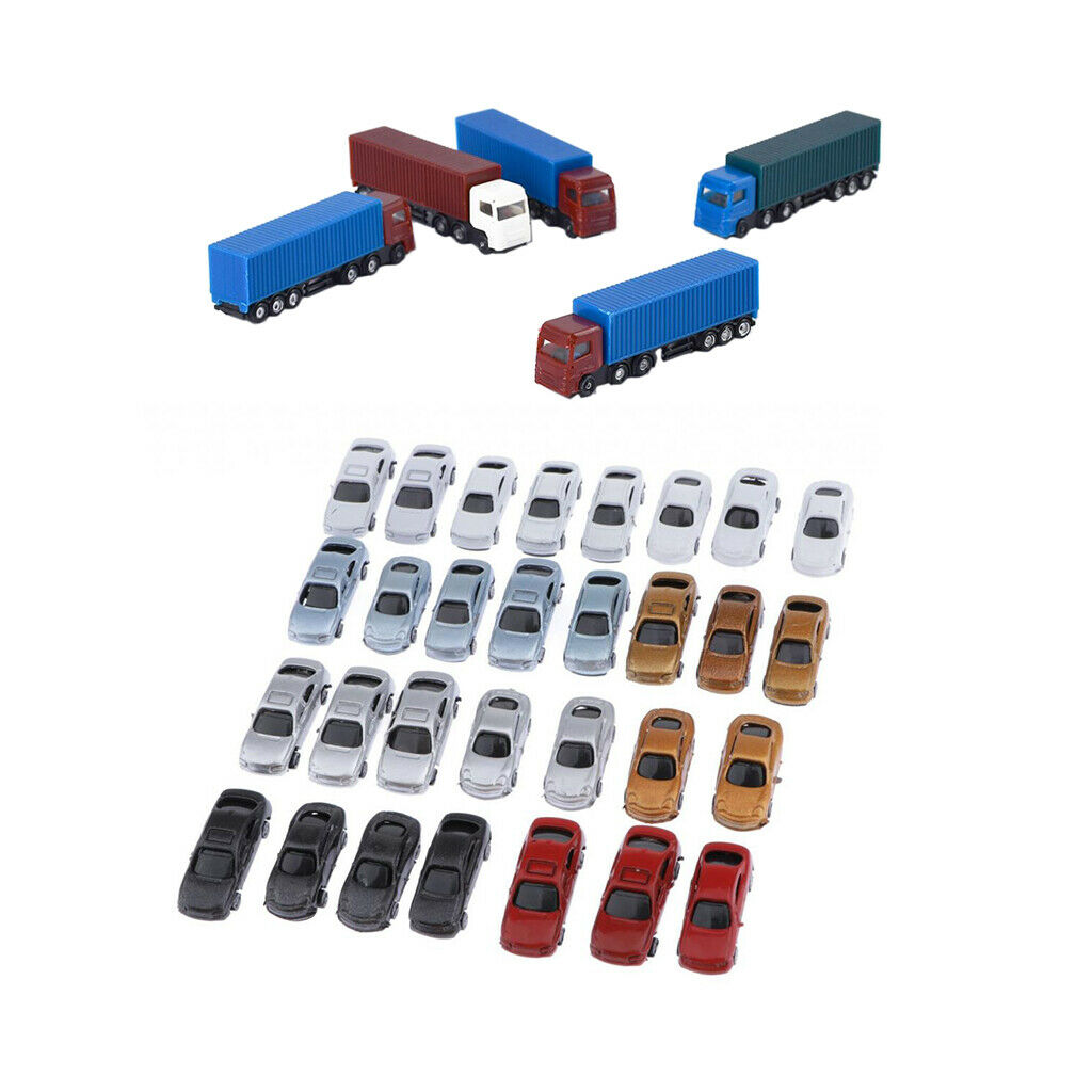 Set of 35 1/200 Car w/ Truck Parking Building Landscape Layout Accessory