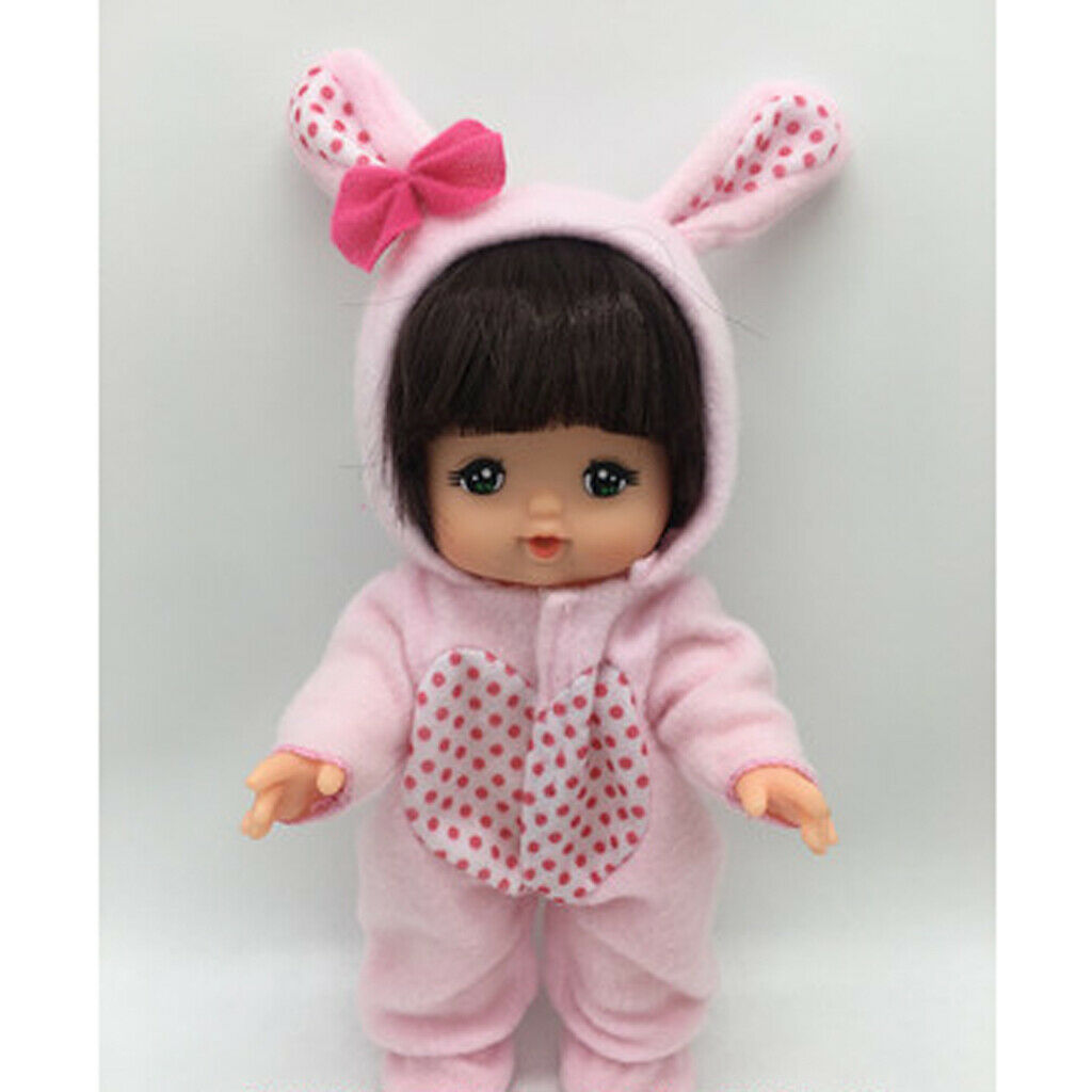 Adorable Heart Pink Rabbit Ear Jumpsuit Hat DIY 9-11inch Reborn Clothes