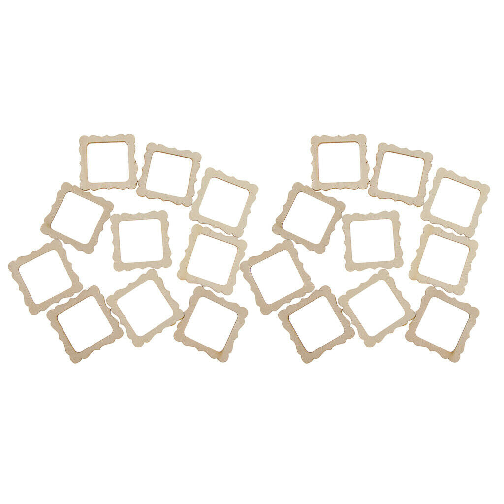 20 Rustic Small Wood Frame Shapes, MDF, Decoupage Wooden Embellishments, for DIY