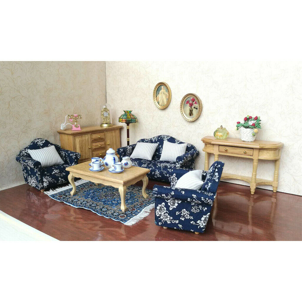 European Wood Sofa Cushion Furniture Kit for 1/12 Home Living Room