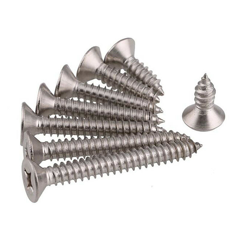 60Pcs M2*4-12mm Phillips Countersunk Self Tapping Screws Set length Ni-plated