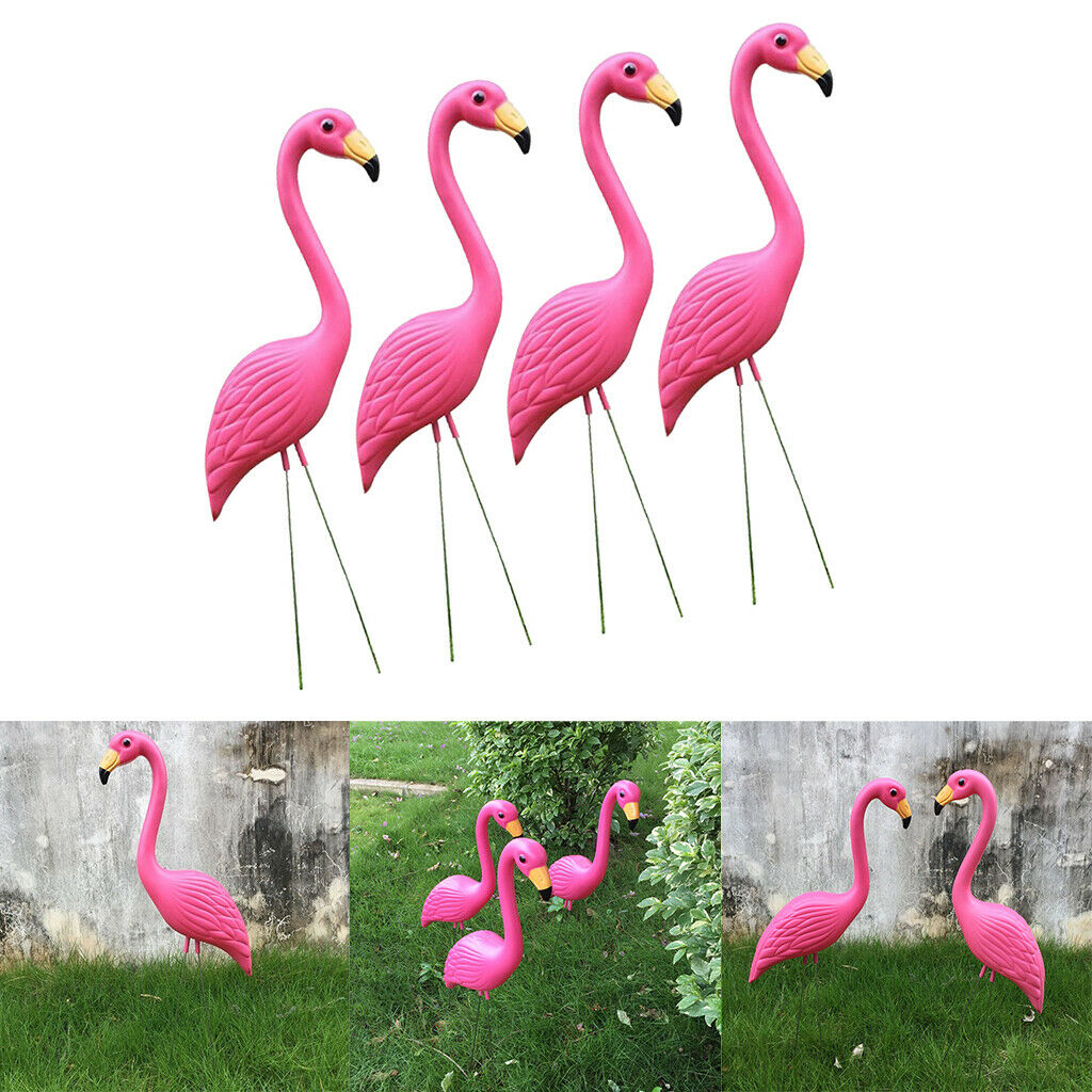 Set of 4 Realistic Flamingo Statue for Yard Garden Lawn Art Ornaments Decor -