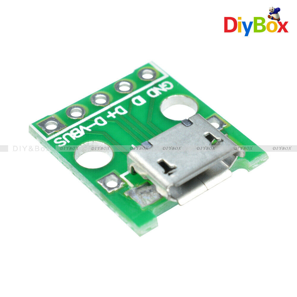 10pcs MICRO USB Female to DIP Adapter 5-Pin Pinboard 2.54mm micro USB pcb Board