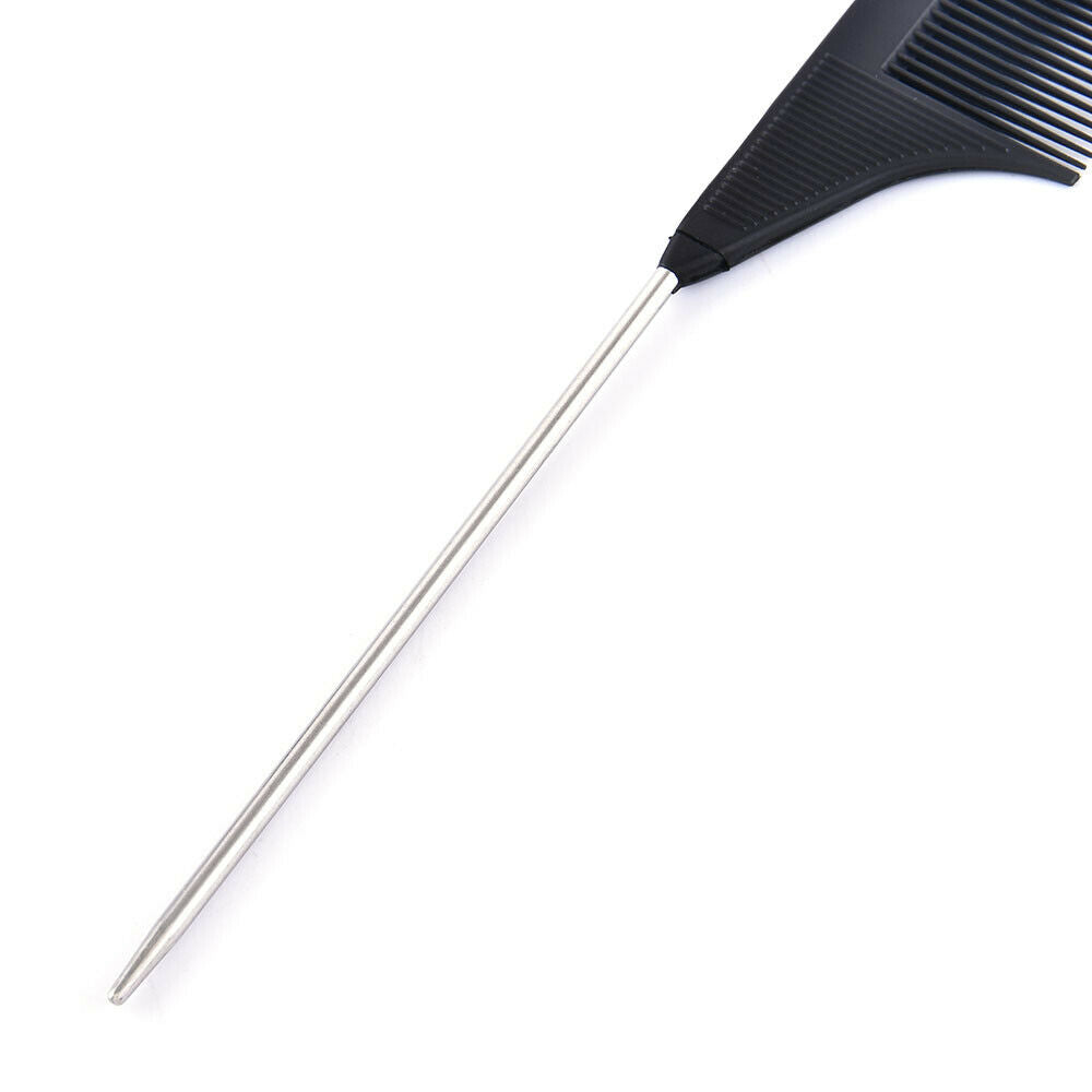 22cm Useful Fine-tooth Metal Pin Hairdressing Hair Style Rat Tail Comb Black /