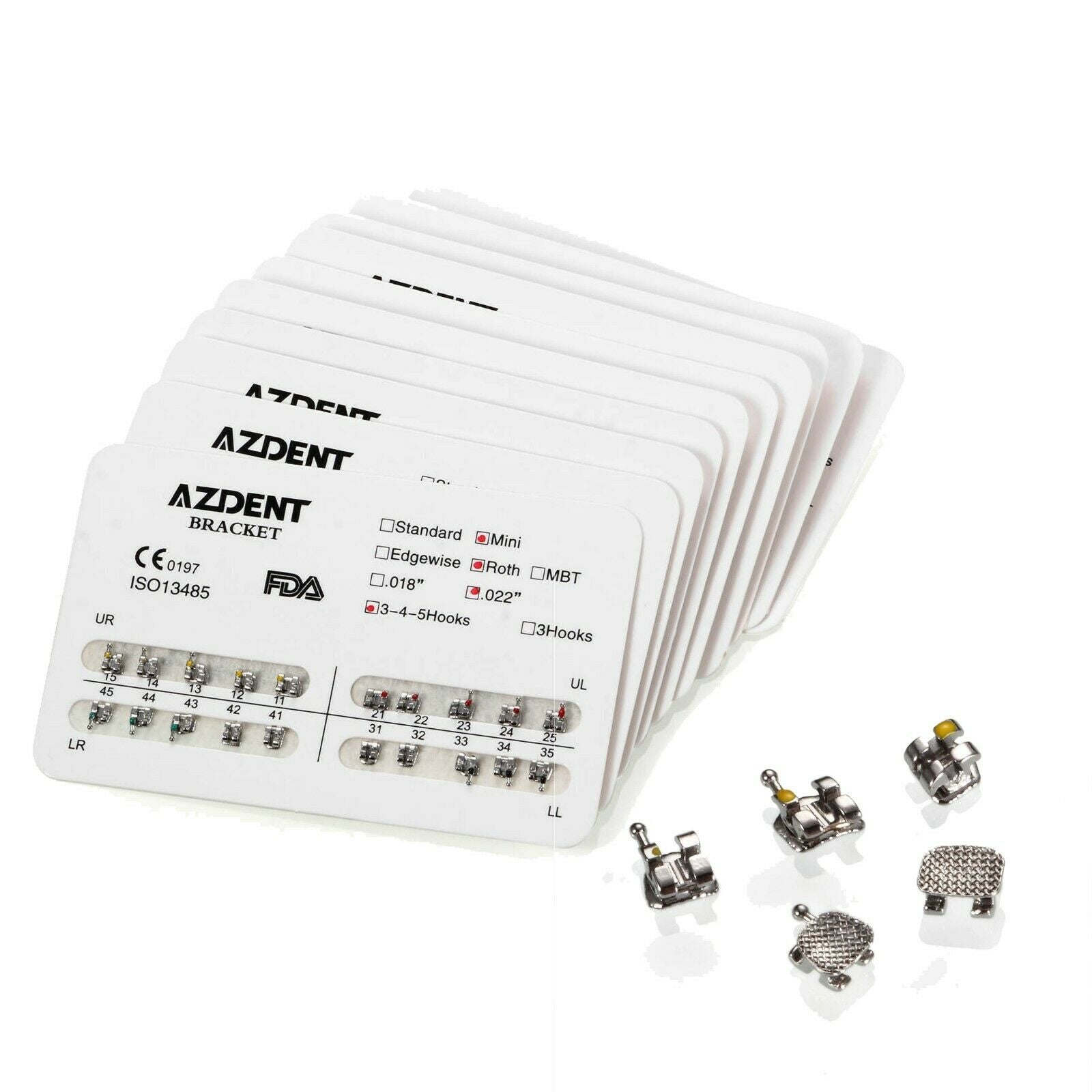 500X AZDENT Dental Orthodontics Brackets Metal Braces Mini Roth.022 Hooks 3 4 5