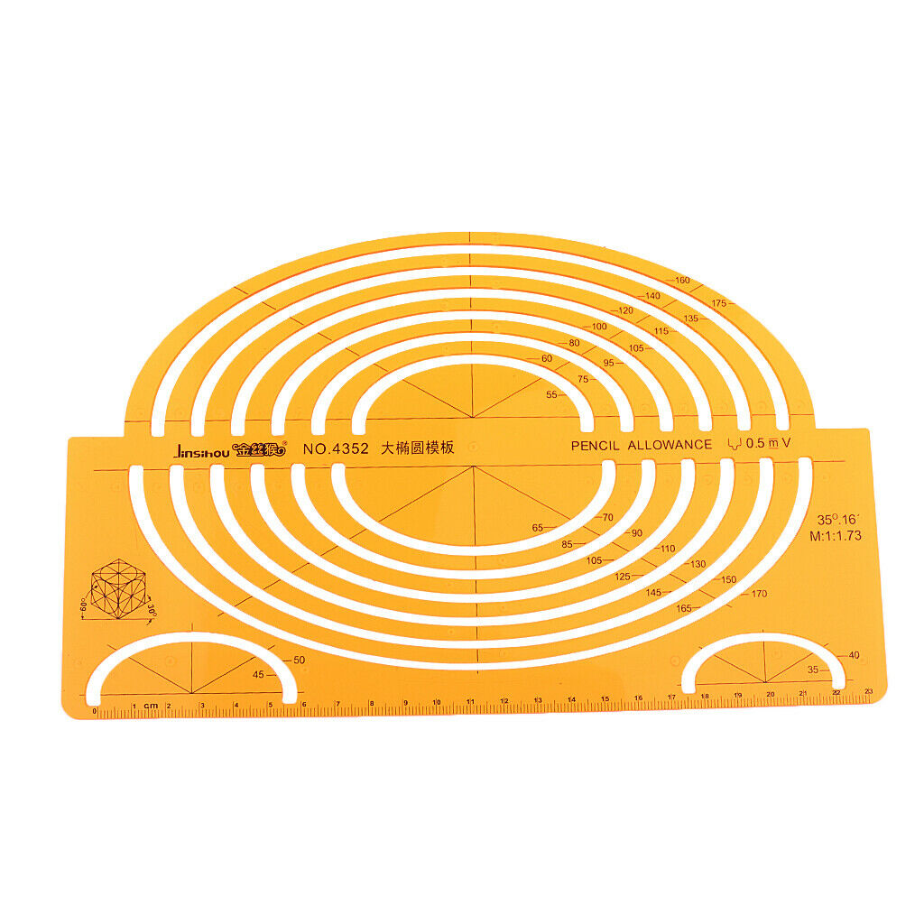 Large Isometric Ellipses Template Projection Drafting Design Stencil Rulers