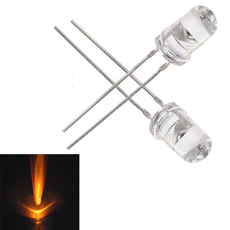 50PCS 5mm Yellow Round High Power Super Bright Water Clear LED Leds Lamp Bulb