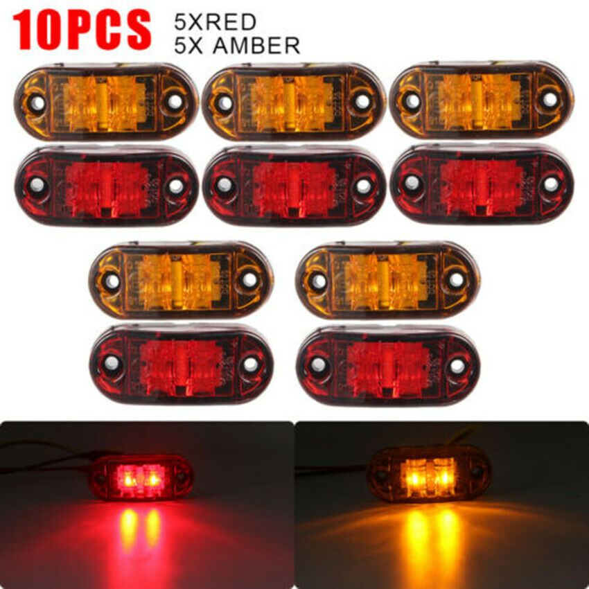 10X Amber Red LED Car Truck Trailer RV Oval 2.5" Side Clearance Marker Lights