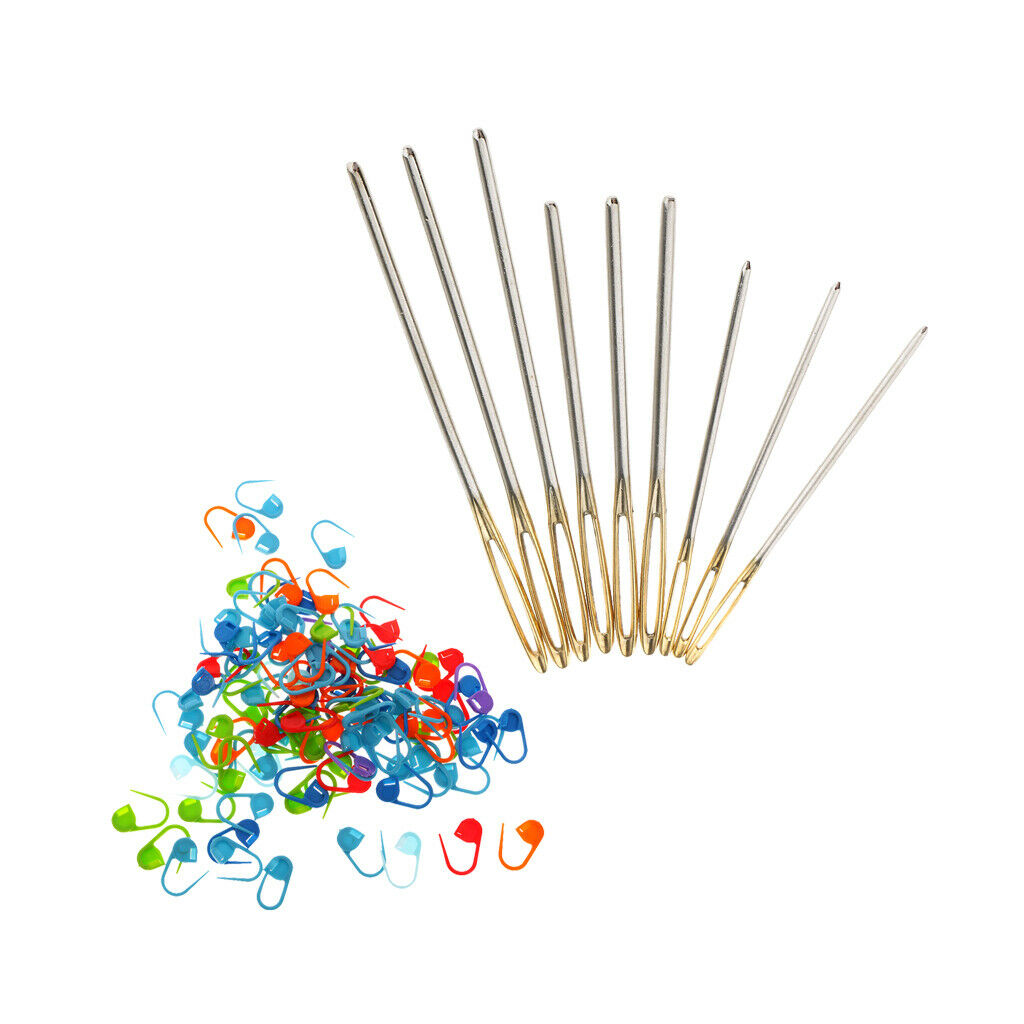 100 Pieces Brooch Clips Marking with 9 Sewing Needles Lovaro Knitted Tools