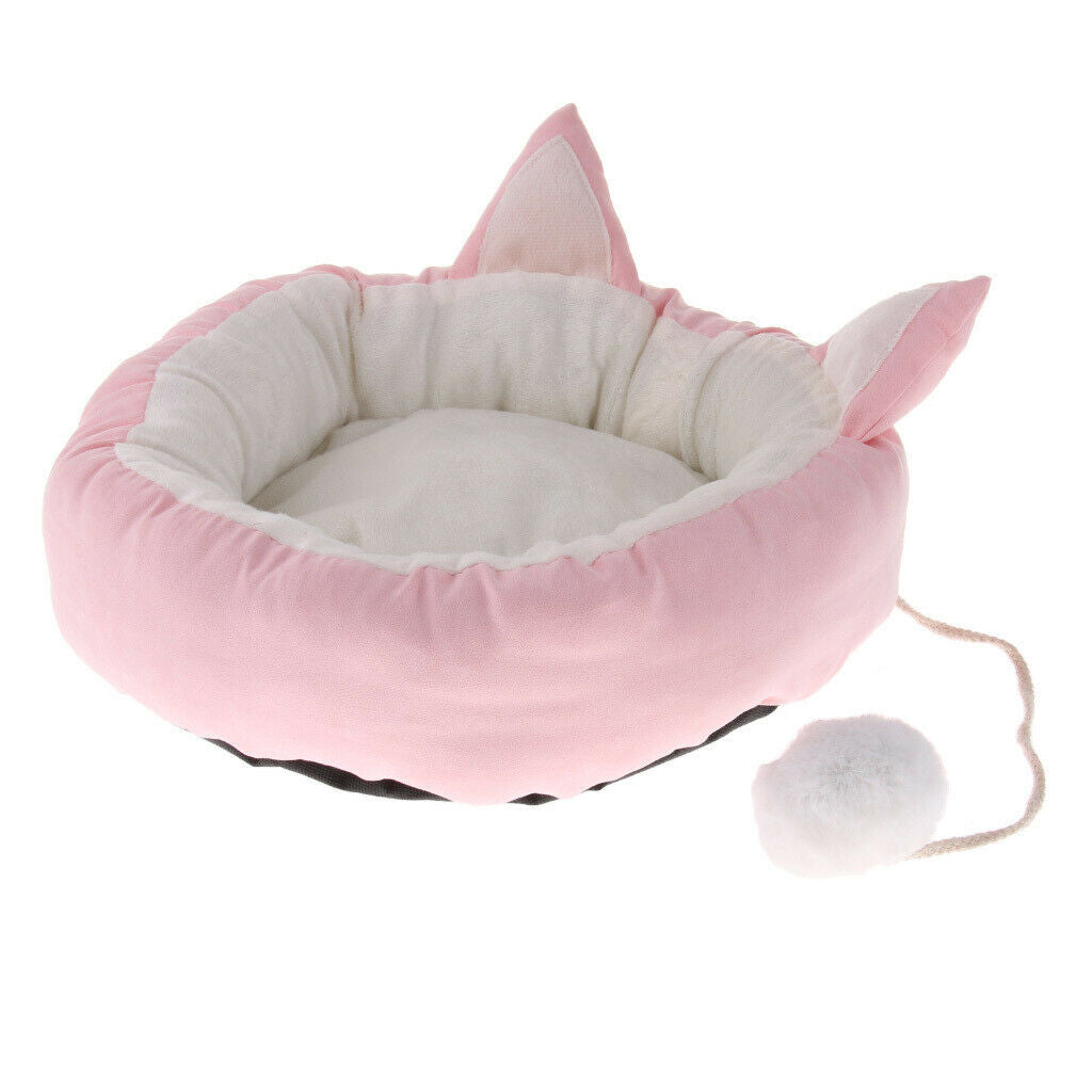 Round Plush Pet Dog Cat Rabbit Small Animals Soft Warm Cozy Bed House Sleep Nest