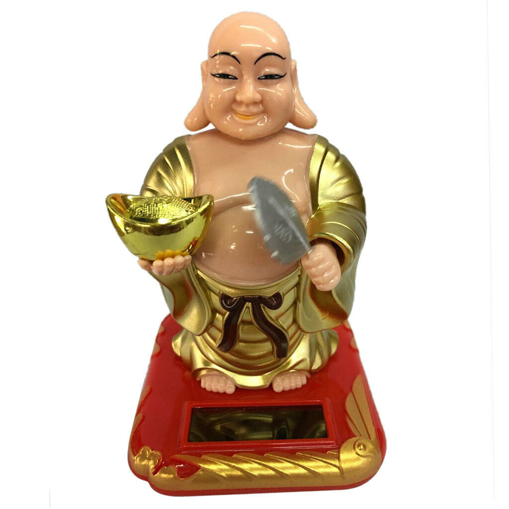 Solar Powered Lucky Pig  Buddha Statue Car Dashboard Ornaments Kids Toys