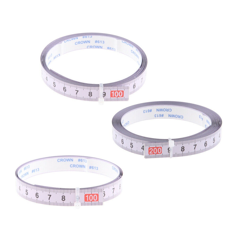 Set of 3 Miter Saw Track Tape Self Adhesive Ruler 1M-0-1M, 0-100CM, 2M-0-2M