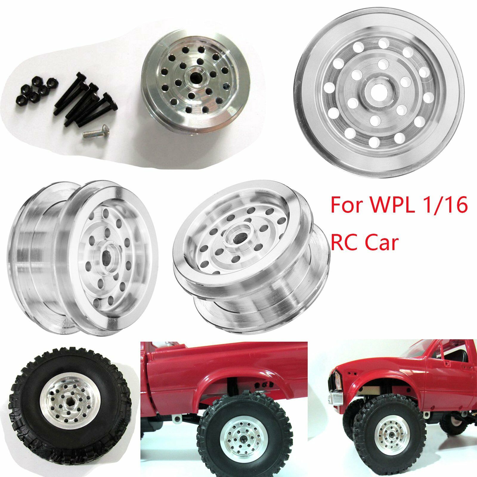 Metal Wheel Rim for WPL B1 B14 B16 B24 C14 C24 Military Truck Car 1/16 Upgrade