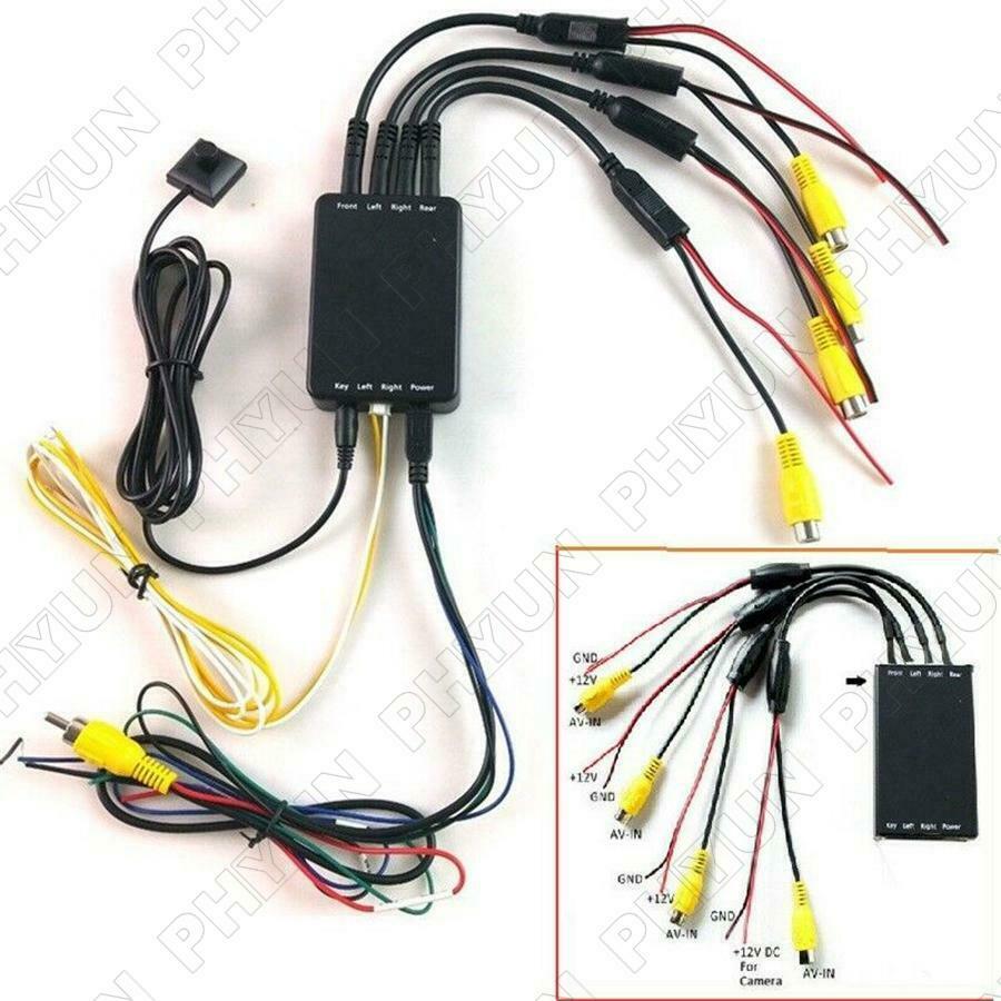 Car Parking Panoramic View 4 Way Camera DVR Video Switch Control Host Box System