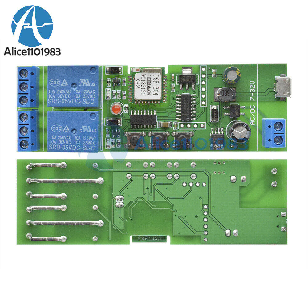 Smart Wifi Relay Switch 2CH DC 7-32V Wireless Timer Remote Control Module