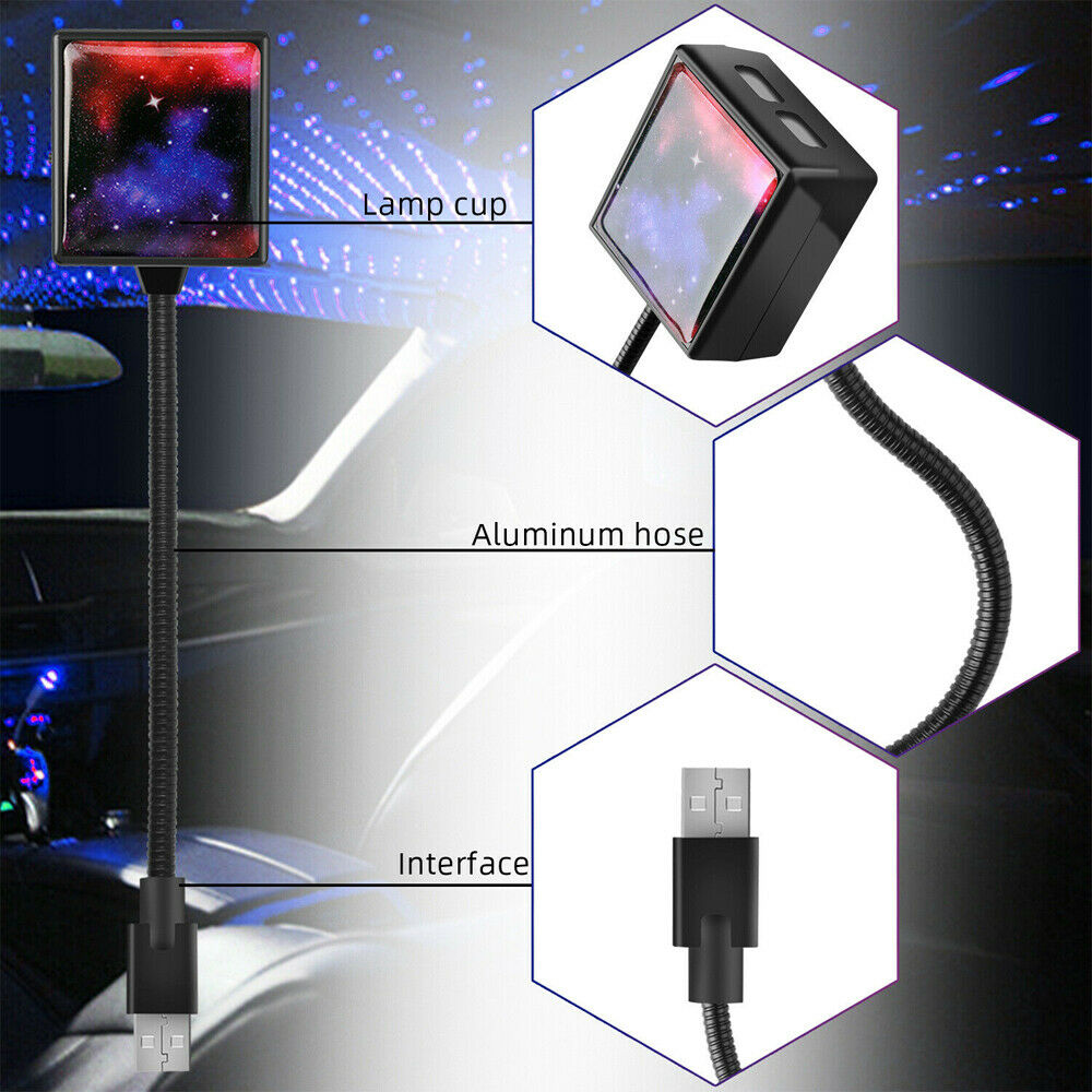 USB Car Interior Roof Atmosphere Starrry Sky LED Lamp Projector Star Night Light