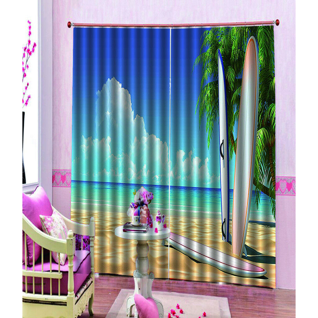 Seaside skateboard printing shade curtains for bedroom and Living Room M